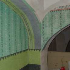 9. Loštice synagoga 2012. Stav po restaurování a aplikaci šablon. Zodpovědný restaurátor Dušan Rohlík 